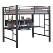 Bowery Hill Steel Metal Black Loft Bed Rectangular Full Size Workstation 80