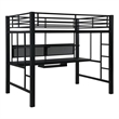 Bowery Hill Steel Metal Black Loft Bed Rectangular Full Size Workstation 80