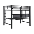 Bowery Hill Steel Metal Black Loft Bed Rectangular Full Size Workstation 80