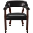 Bowery Hill Wood Black Arm Chair Formal Box Seat Vinyl Upholstery 20