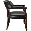 Bowery Hill Wood Black Arm Chair Formal Box Seat Vinyl Upholstery 20