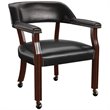 Bowery Hill Wood Black Arm Chair Formal Box Seat Vinyl Upholstery 20