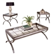 Bowery Hill Glass Silver Coffee and End Table Set Rectangular Contemporary 52