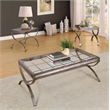 Bowery Hill Glass Silver Coffee and End Table Set Rectangular Contemporary 52