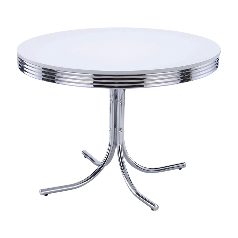 Bowery Hill Metal White Dining Table Round Durable 42