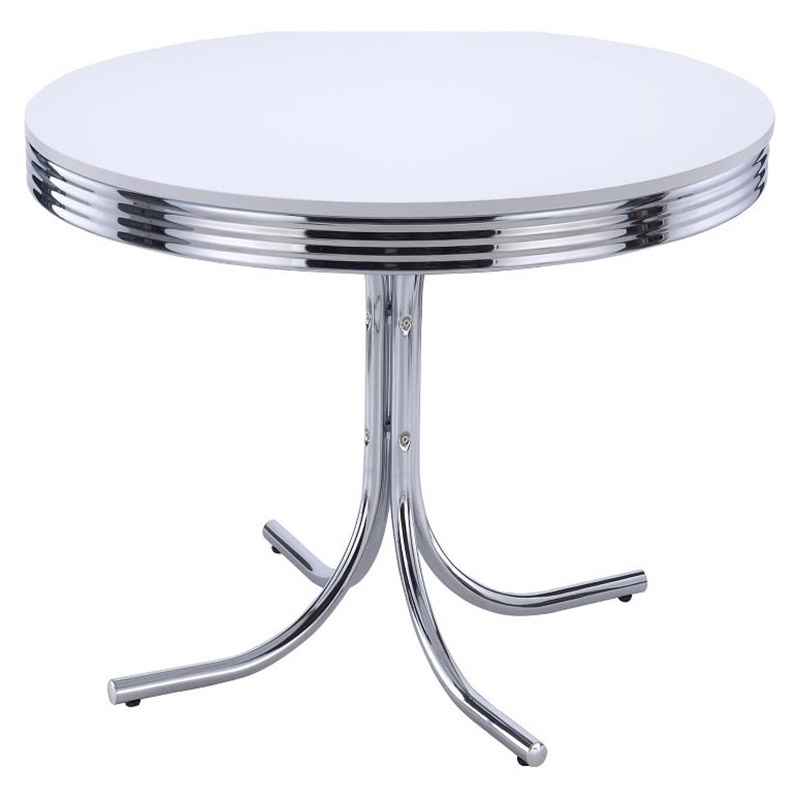 Bowery Hill Metal White Dining Table Round Durable 42