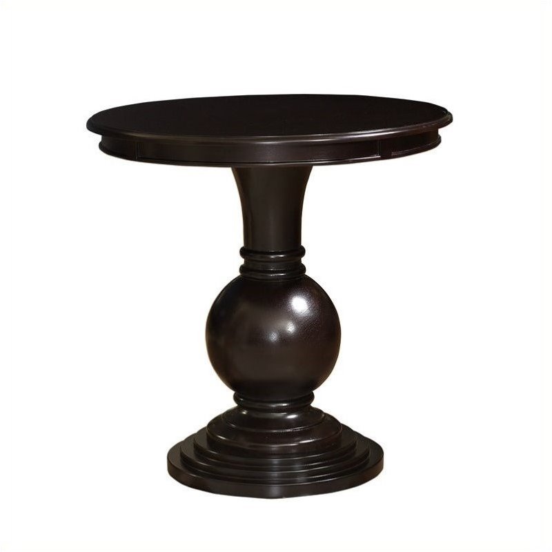 Bowery Hill Wood Espresso Accent Table Round Pedestal 26
