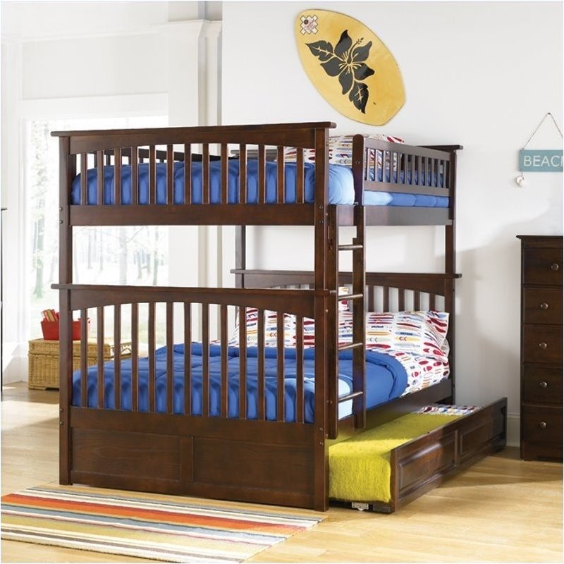 Bowery Hill Full over Full Bunk Bed in Antique Walnut