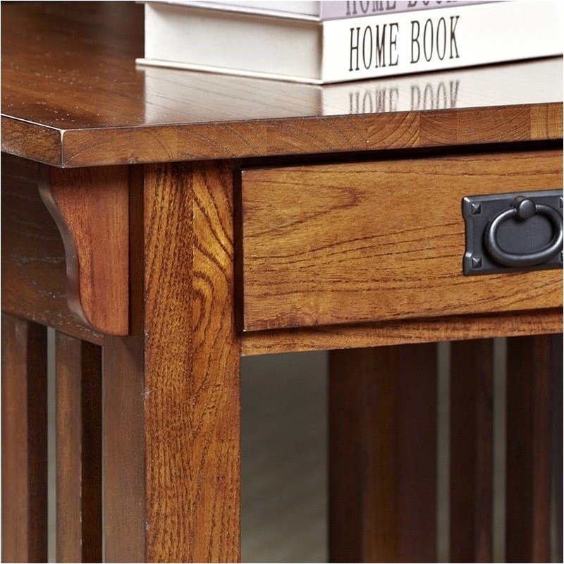 Bowery Hill Modern Wood End Table with Storage Drawer and Shelf in Oak