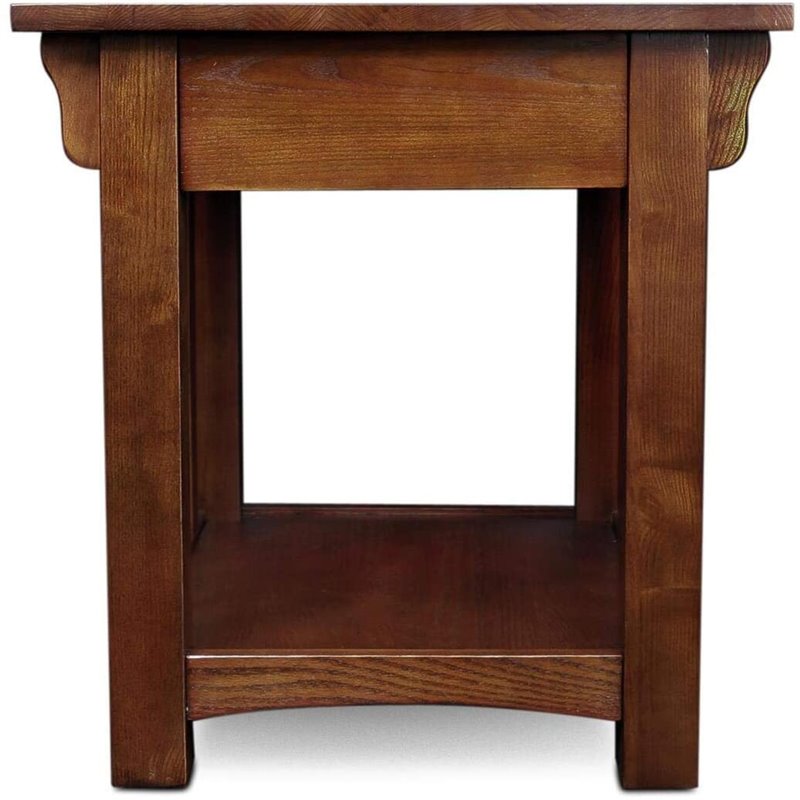 Bowery Hill Modern Wood End Table with Storage Drawer and Shelf in Oak