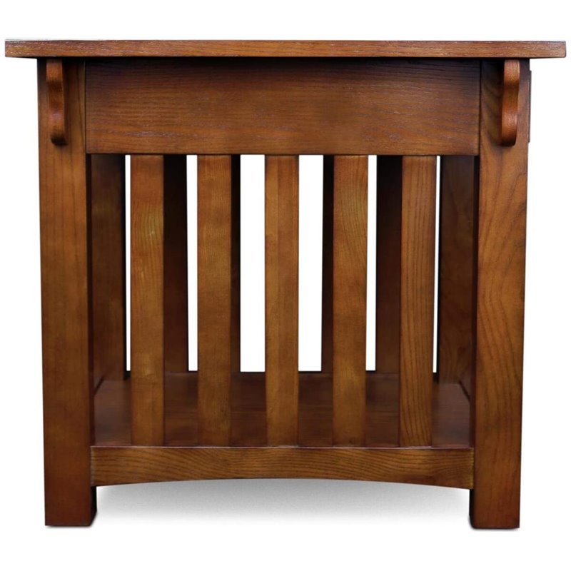 Bowery Hill Modern Wood End Table with Storage Drawer and Shelf in Oak