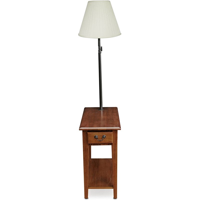 Bowery Hill Chairside Lamp Table with Drawer in Medium Oak Finish