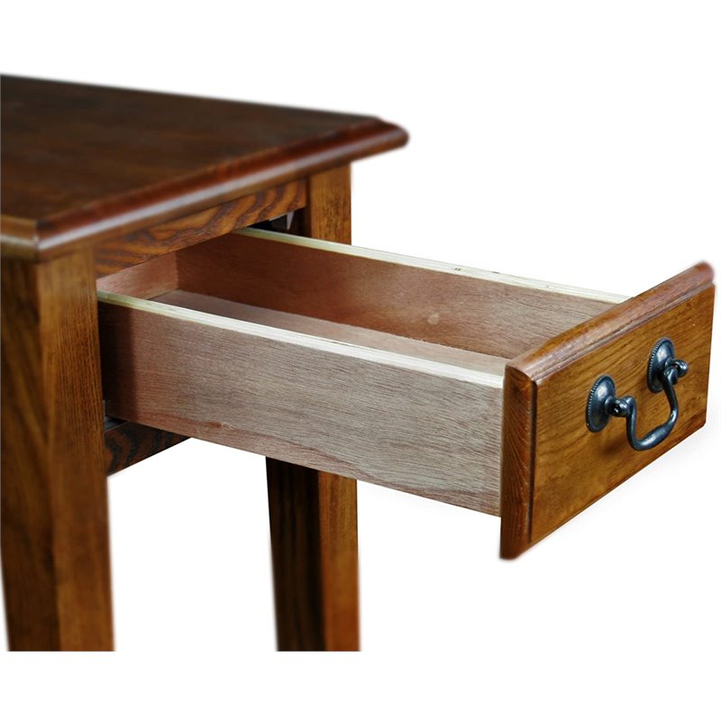 Bowery Hill Chairside Lamp Table with Drawer in Medium Oak Finish