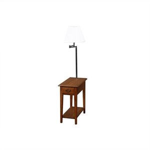 Bowery Hill Chairside Lamp Table with Drawer in Medium Oak Finish