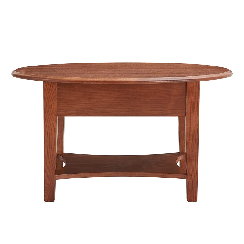 Bowery Hill Shaker Oval Coffee Table in Medium Oak Finish
