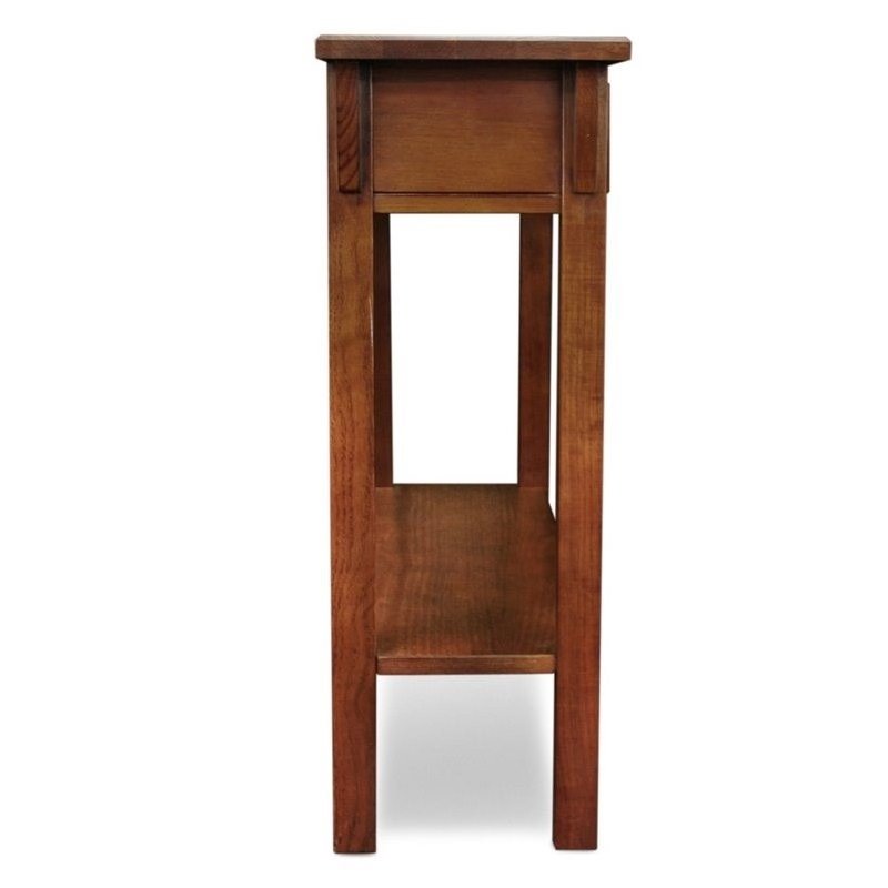 Bowery Hill Solid Ash Russet Brown Console Table Rectangular Drawer and Shelf 28