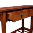 Bowery Hill Wood Mission Wine Table with Storage Drawers in Russet Oak