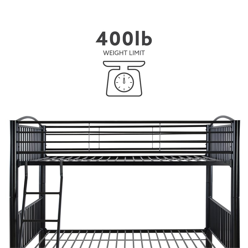 Bowery Hill Modern Metal Full Over Full Bunk Bed Attached Ladder in Black