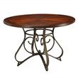 Bowery Hill Brushed Faux Medium Cherry and Matte Pewter Dining Set Round Upholstered 45