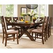 Bowery Hill 9-Piece X-Back Padded Seats Wood Dining Set in Dark Hazelnut Brown