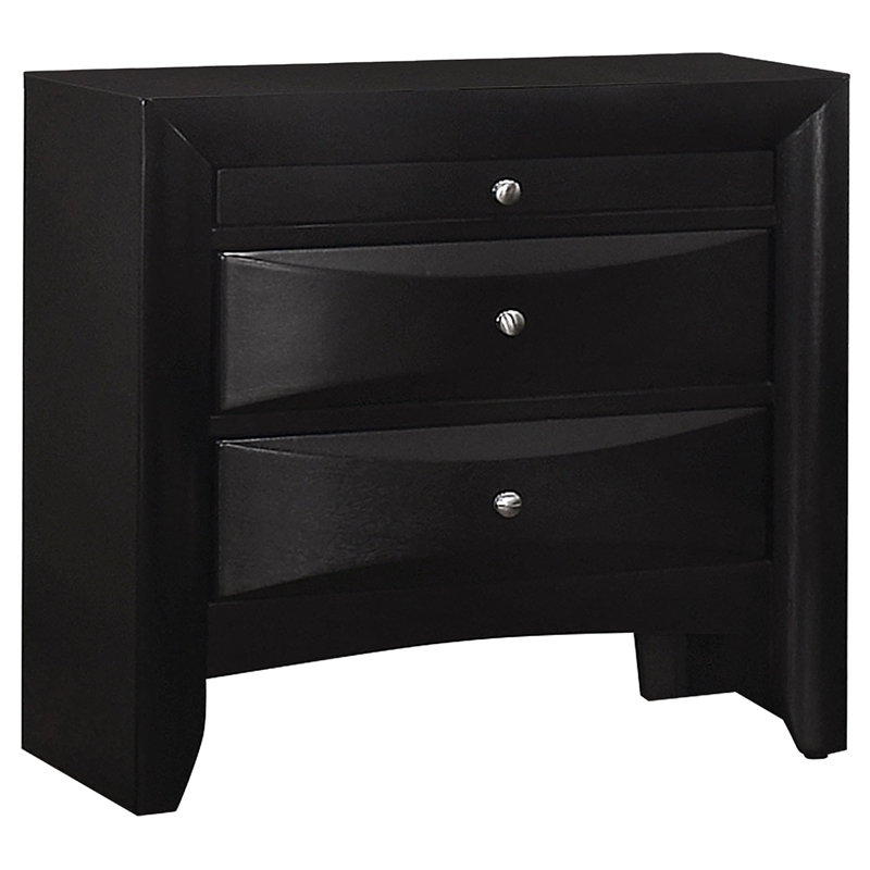 Bowery Hill Asian Tropical Wood Black and Silver Nightstand Rectangular 25.75