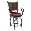 Bowery Hill Faux Leather Bronze Counter Stool Round Swivel 45.25