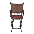 Bowery Hill Faux Leather Bronze Counter Stool Round Swivel 45.25