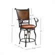 Bowery Hill Faux Leather Bronze Counter Stool Round Swivel 45.25