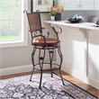 Bowery Hill Faux Leather Bronze Bar Stool Round Swivel 30
