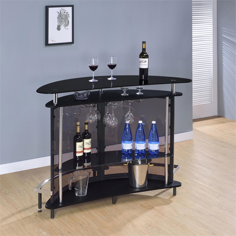 Bowery Hill Metal Black Home Bar Rectangular 50.75