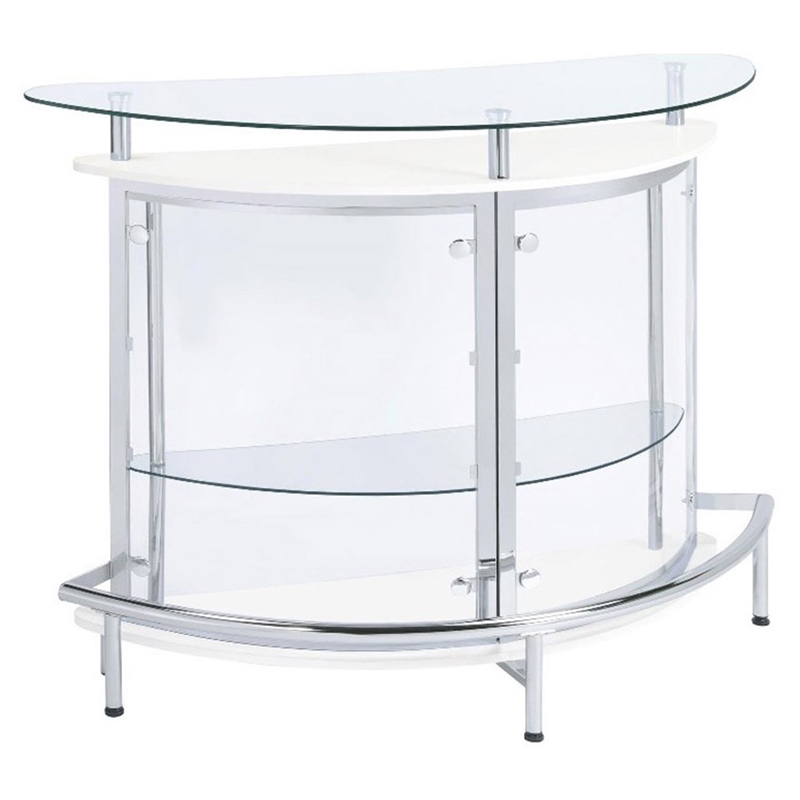 Bowery Hill Metal White Home Bar Unit Rectangular 50.75