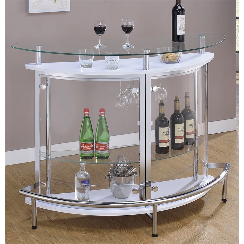 Bowery Hill Metal White Home Bar Unit Rectangular 50.75