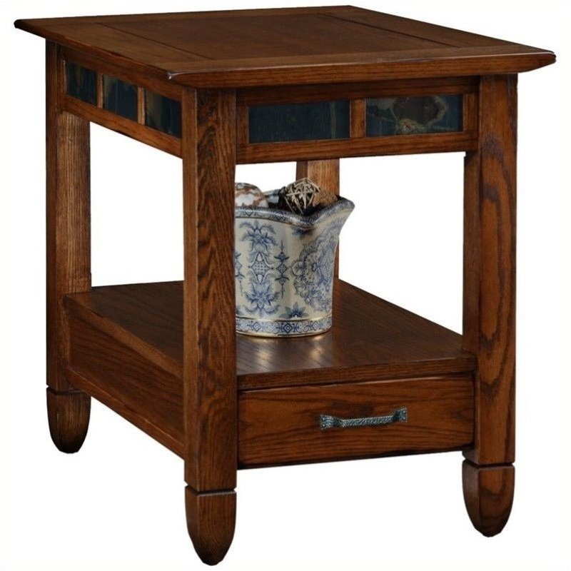 Bowery Hill Storage End Table in a Rustic Oak Finish