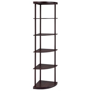 Bowery Hill Rubberwood Mahogany Corner Bookcase Compact 71.75&quot Unassembled