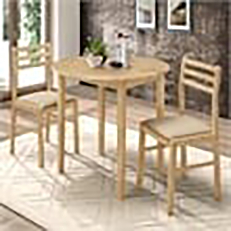 Bowery Hill 3-Piece Transitional Wood Dining Set with Drop Leaf in Natural