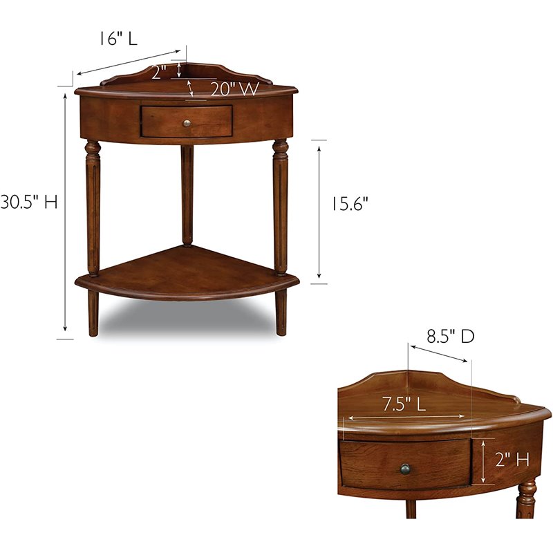 Bowery Hill Solid Wood Corner Table in Multi-Step Russet Finish
