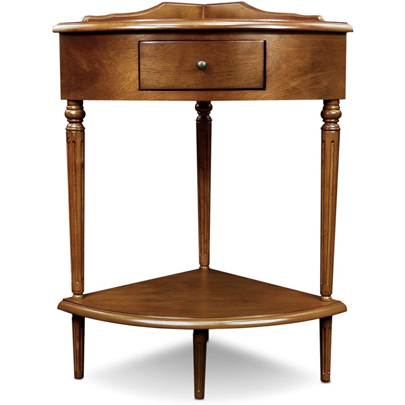 Bowery Hill Solid Wood Corner Table in Multi-Step Russet Finish