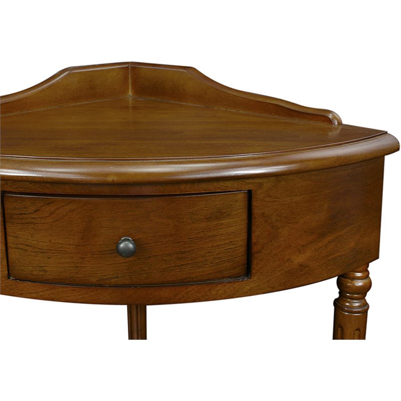 Bowery Hill Solid Wood Corner Table in Multi-Step Russet Finish