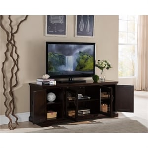 Bowery Hill Bronze Glass 60&quot TV Stand in Chocolate Cherry