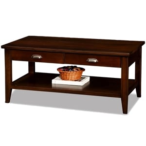 Bowery Hill Two Drawer Solid Wood Coffee Table in Chocolate Cherry