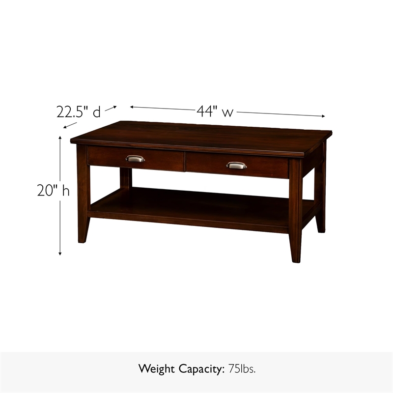 Bowery Hill Two Drawer Solid Wood Coffee Table in Chocolate Cherry