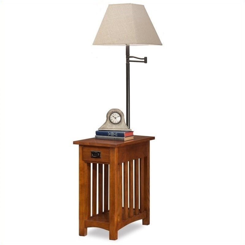 Bowery Hill Chairside Solid Wood Lamp Table Medium in Oak