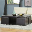 Bowery Hill Table and Stool Set with Hidden Storage in Dark Brown