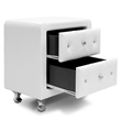 Bowery Hill Faux Leather White Nightstand Rectangular Crystal Buttons 23.75
