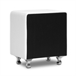 Bowery Hill Faux Leather White Nightstand Rectangular Crystal Buttons 23.75