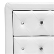 Bowery Hill Faux Leather White Nightstand Rectangular Crystal Buttons 23.75