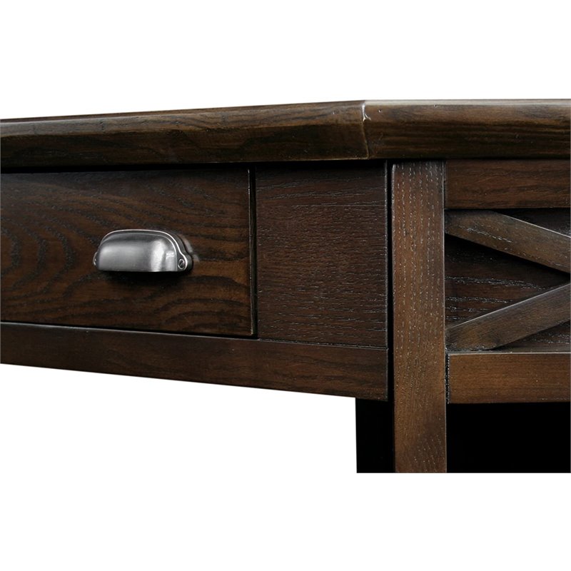Bowery Hill Corner Computer Writing Desk in Chocolate Oak