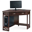 Bowery Hill Corner Computer Writing Desk in Chocolate Oak