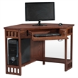 Bowery Hill Wood Oak Computer Desk Corner Pull Out Drawer 48
