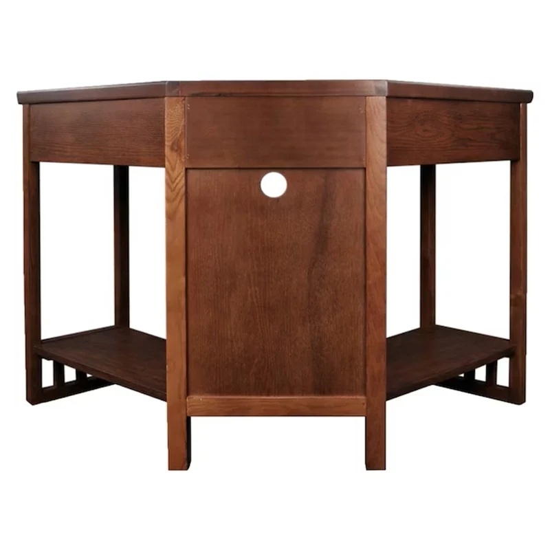 Bowery Hill Wood Oak Computer Desk Corner Pull Out Drawer 48